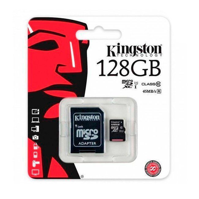 Tarjeta de memoria Kingston Micro-SD 128 GB con adaptador SD