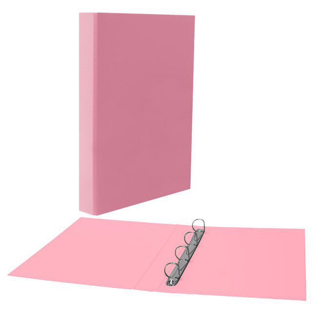 Carpeta cartón forrado PP Plus Office Folio 4 anillas 25 mm. rosa pas
