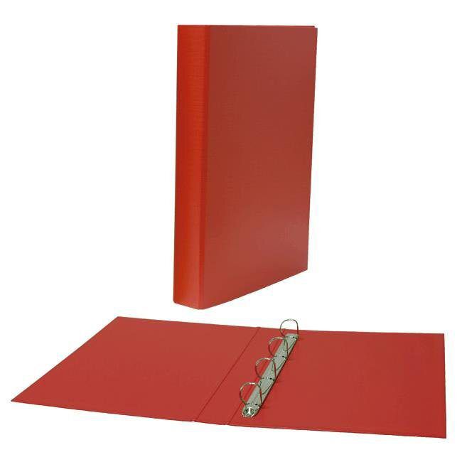 Carpeta cartón forrado PP Plus Office Folio 4 anillas 25 mm. rojo ref
