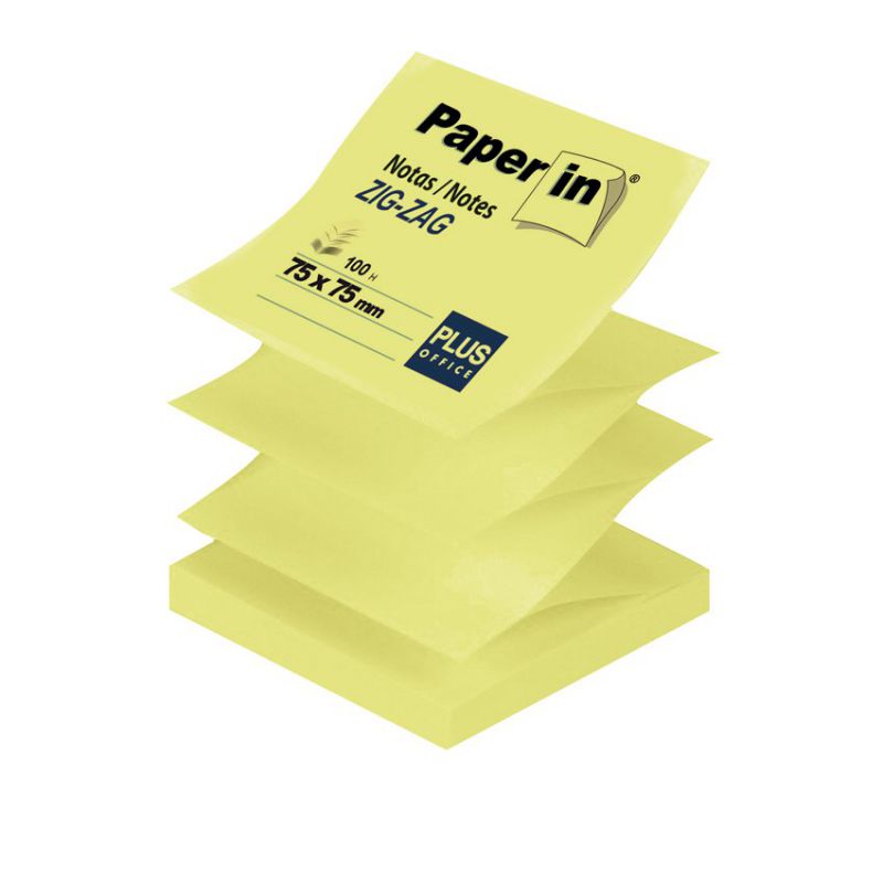 Blocs notas reposicionables Paper in Zig-Zag amarillas 75x75 mm