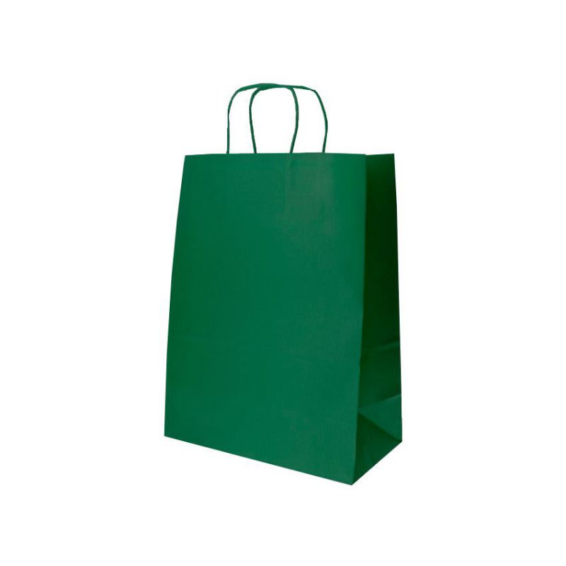 Pack 50 bolsas papel celulosa verde 240 x 100 x 320 mm.