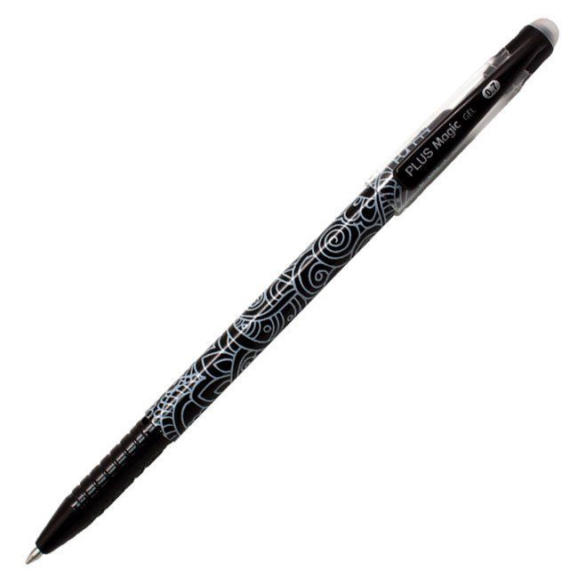 Bolígrafo con capuchón Plus Office Magic tinta gel borrable color ne