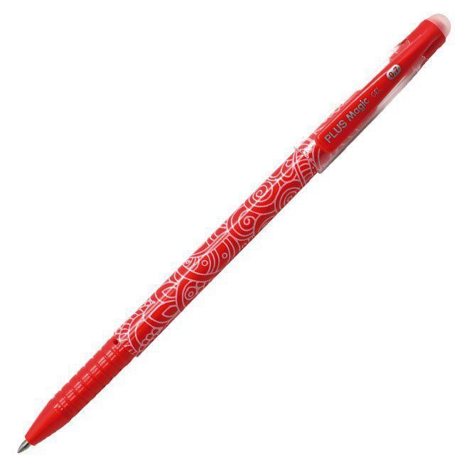 Bolígrafo con capuchón Plus Office Magic tinta gel borrable color ro