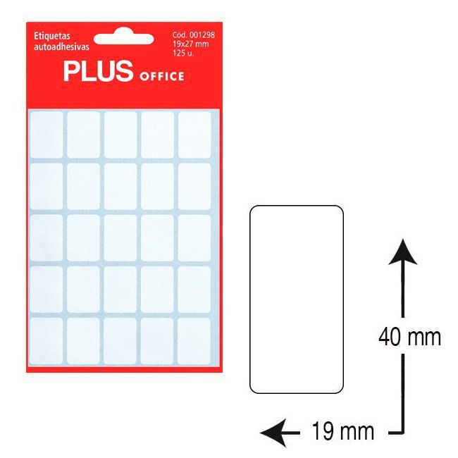 Etiquetas autoadhesivas Plus Office 19 x 40 mm. (100 etiq./sobre)