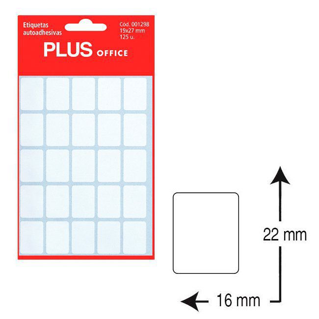 Etiquetas autoadhesivas Plus Office 16 x 22 mm. (210 etiq./sobre)