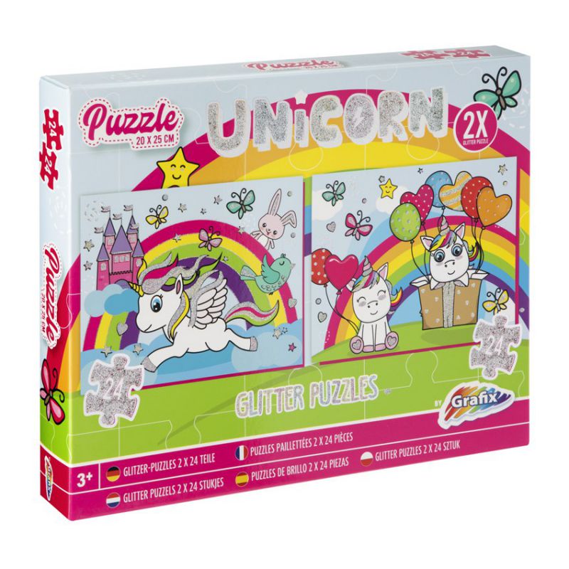 Puzzles con 24 piezas Glitter Unicornios ref. 400015