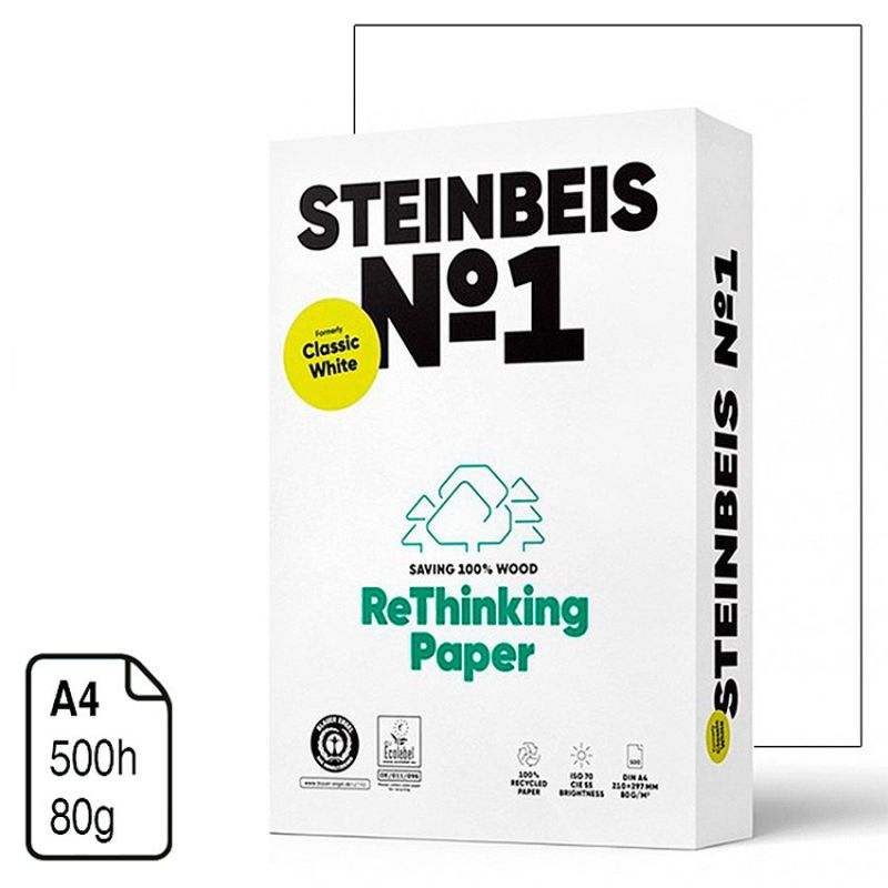 Papel reciclado 100% Steinbeis Nº1 A4 80 g. 500 h.
