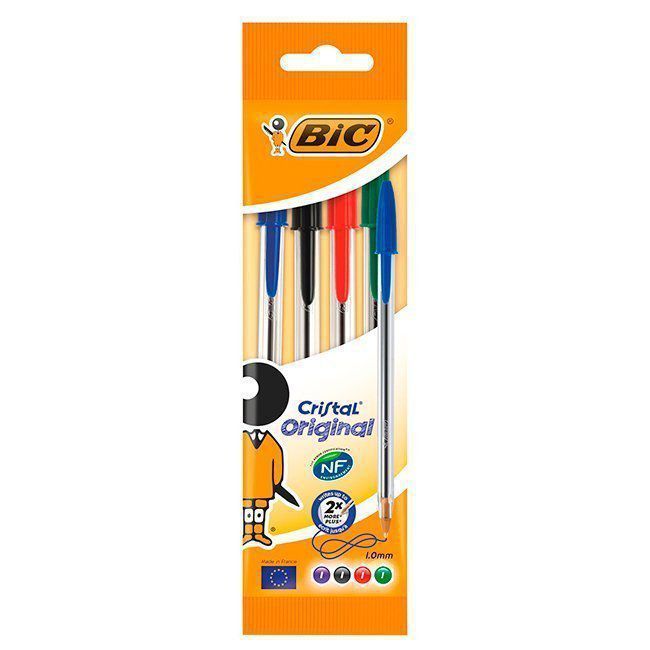 Bolígrafo Bic Cristal tinta base de aceite colores surtidos Blíster 
