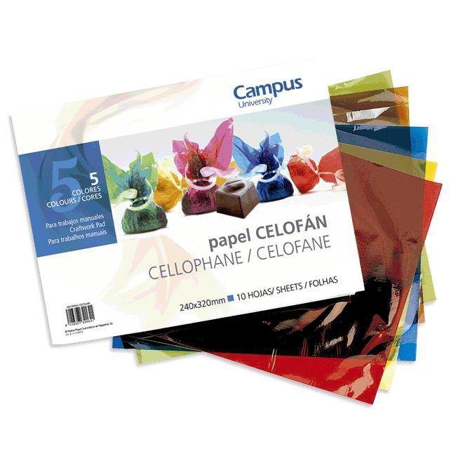 Bloc papel celofán Campus University Folio para trabajos manuales 5 c