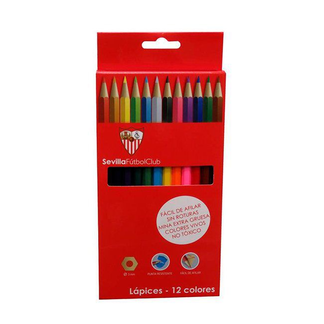 Lápices de colores Sevilla F.C. 12 colores surtidos ref. LP-10-S