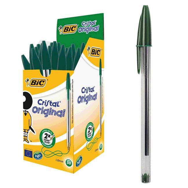 Bolígrafo Bic Cristal tinta base de aceite verde