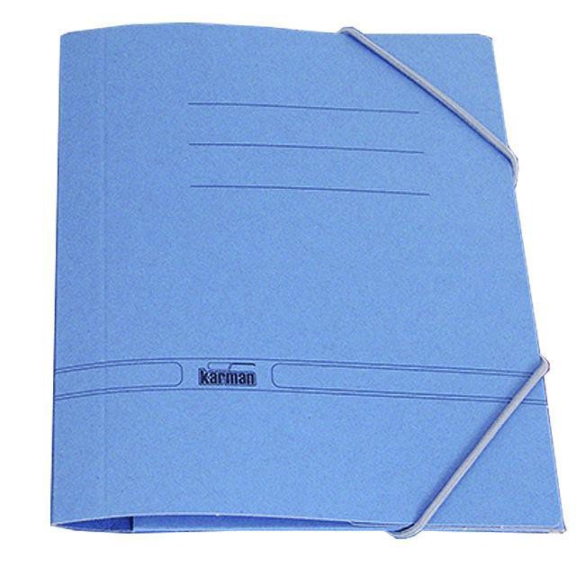 Carpeta cartón Karman Folio con gomas azul ref. 4613-30