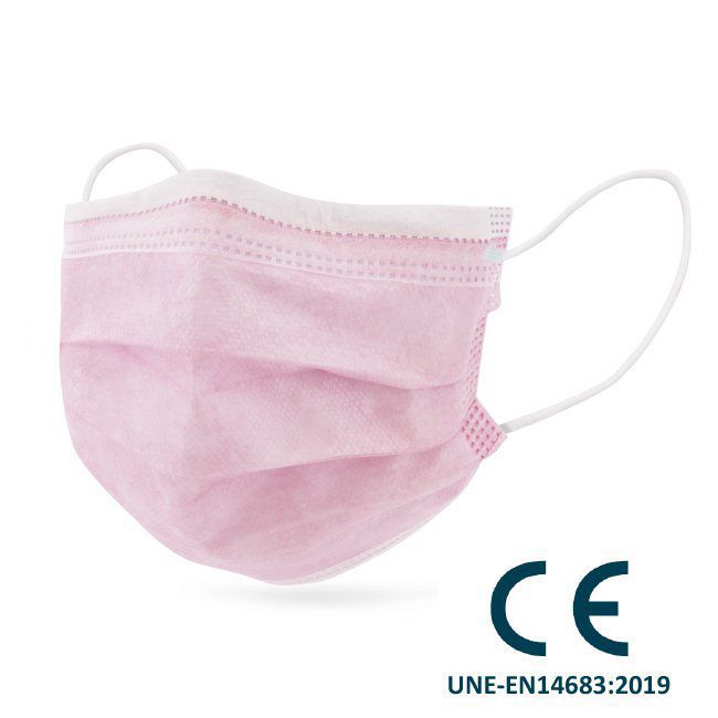 Mascarilla quirúrgica médica 3 capas IIR rosa
