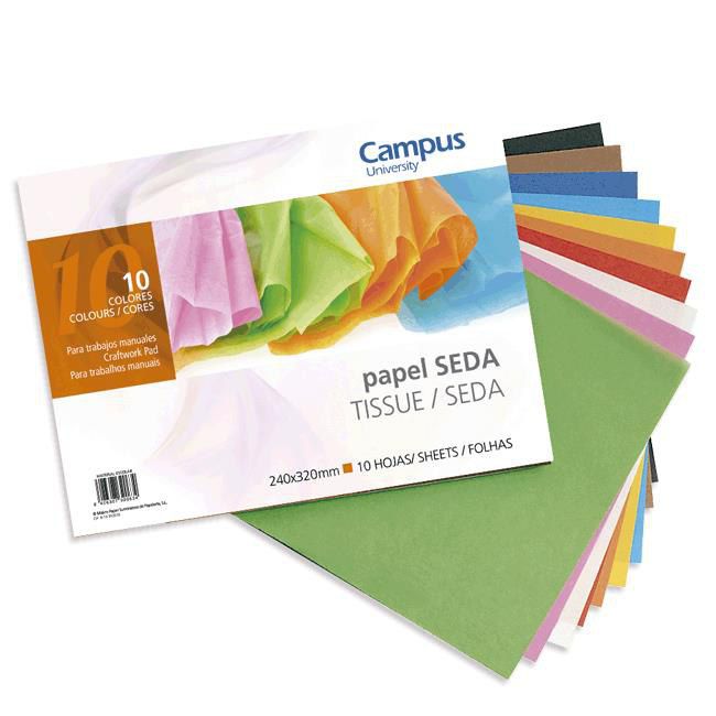 Bloc papel seda Campus University Folio para trabajos manuales 8 color