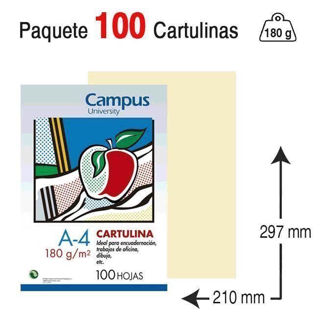 Cartulina Campus University A4 180 g. crema