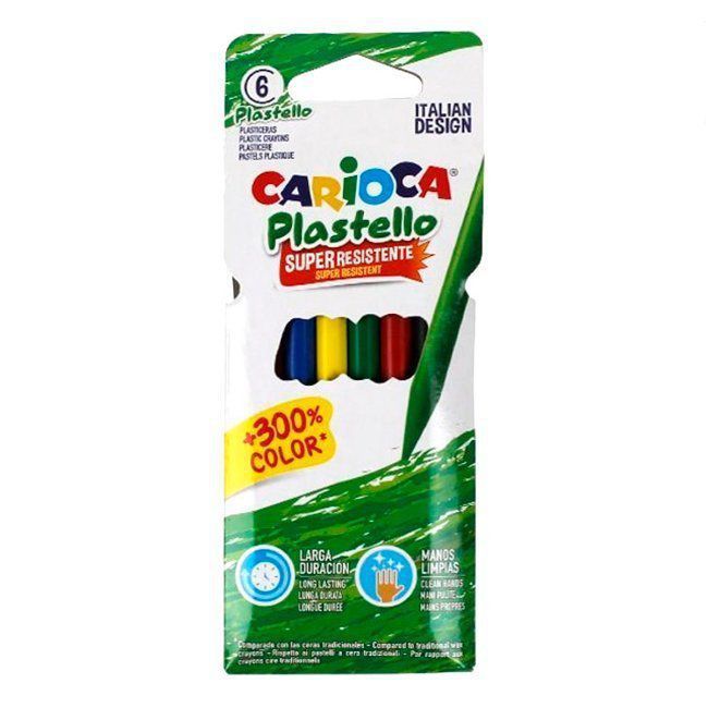 Lápices de cera dura Carioca Plastello 6 colores surtidos