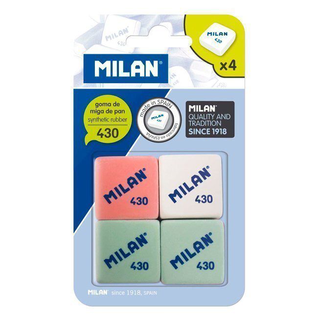 Goma de borrar Milan 430 blíster de 4 gomas ref. 9215
