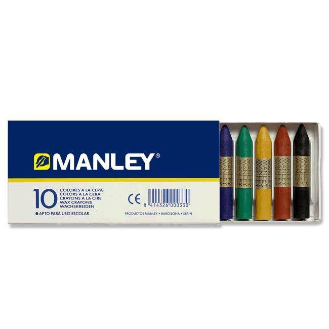 Lápices de cera blanda Manley 10 colores surtidos ref. 110