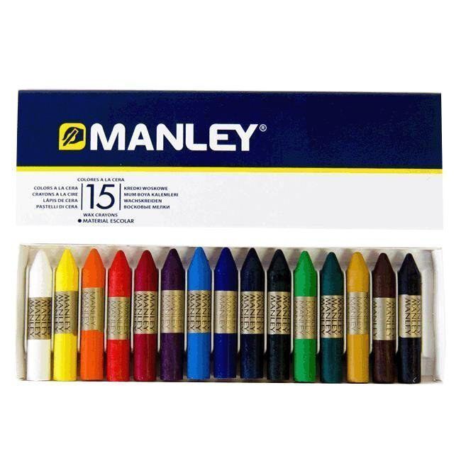 Lápices de cera blanda Manley 15 colores surtidos ref. 115