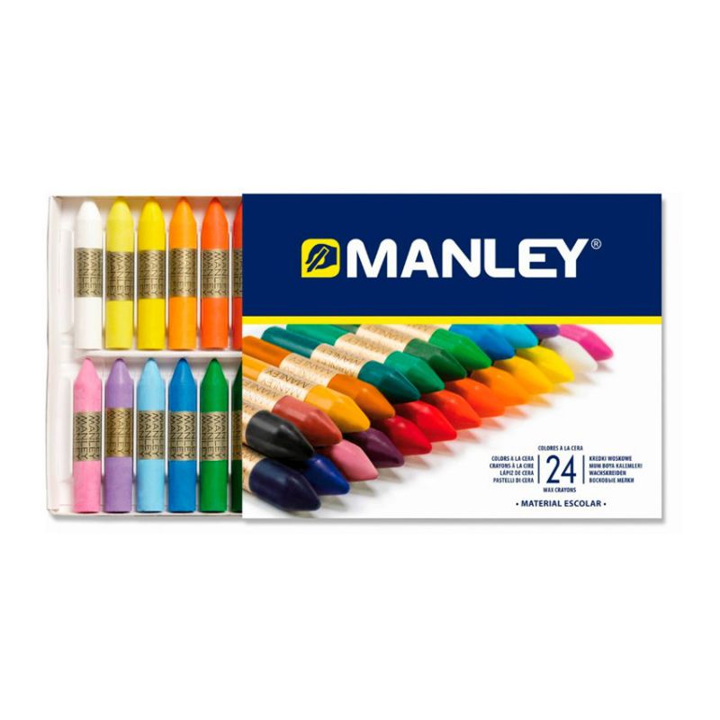 Lápices de cera blanda Manley 24 colores surtidos. ref. 124