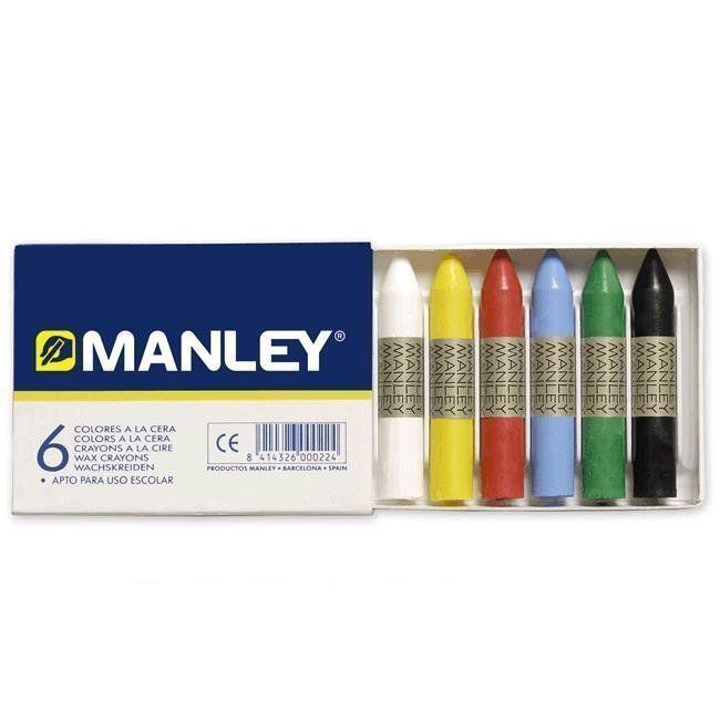 Lápices de cera blanda Manley 6 colores surtidos ref. 106