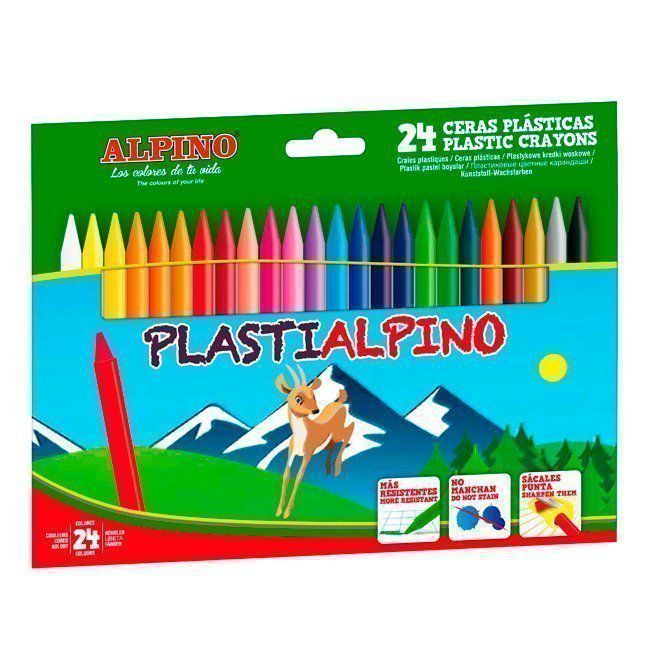 Lápices de cera dura Plastialpino 24 colores surtidos ref. PA-000024