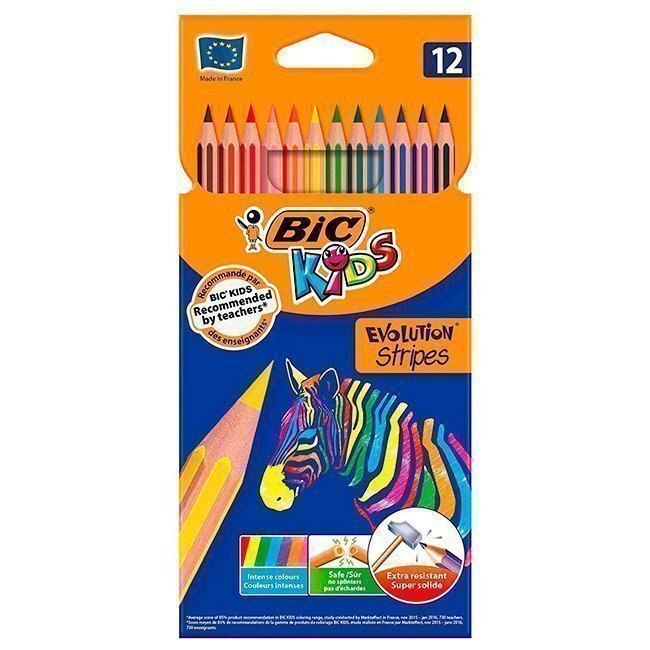 Lápices de colores Bic Evolution Stripes 12 colores surtidos