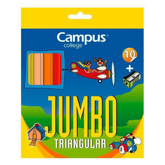 Lápices de colores gruesos Jumbo Campus University 10 colores surtido