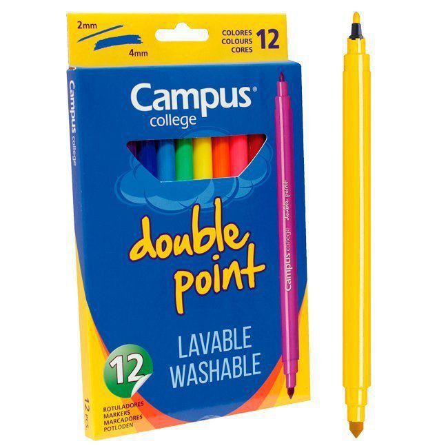 Rotulador Campus College Double Point tinta lavable 12 unid. colores s
