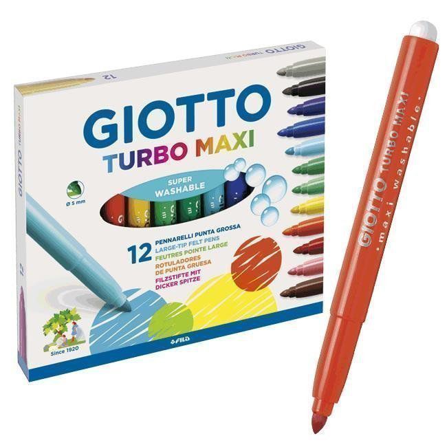 Rotulador Giotto Turbo Maxi tinta lavable 12 unid. colores surtidos