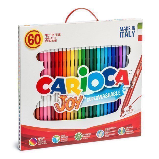Maletín rotuladores Carioca Joy tinta lavable 60 unid. colores surtid