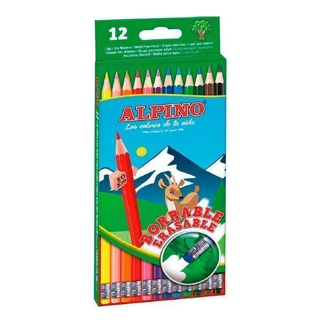 Lápices de colores borrable Alpino 12 colores surtidos ref. 13654