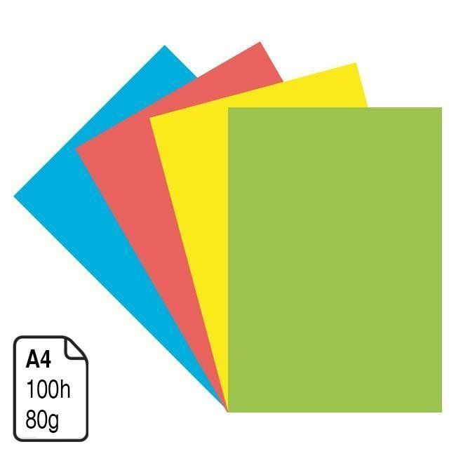 Papel colores intensos A4 80 g. 100 h.