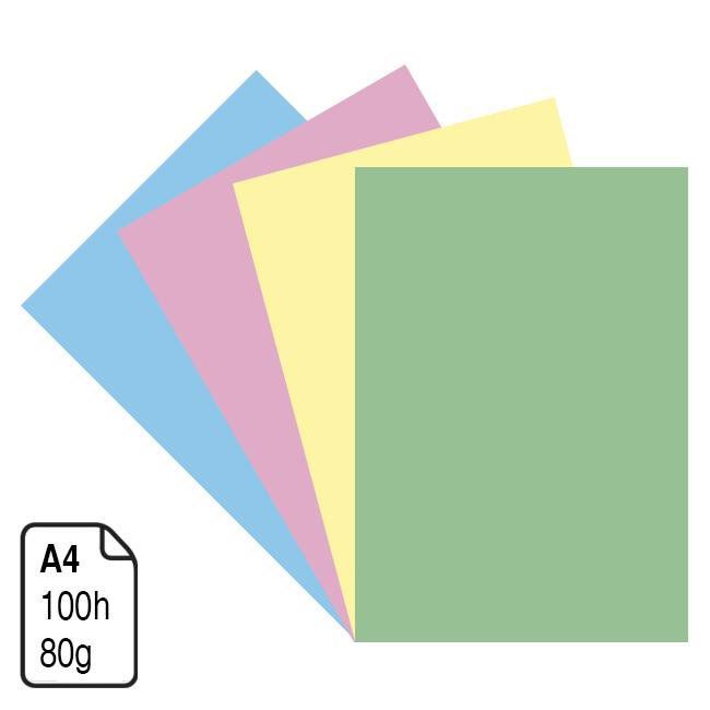 Papel colores suaves A4 80 g. 100 h.